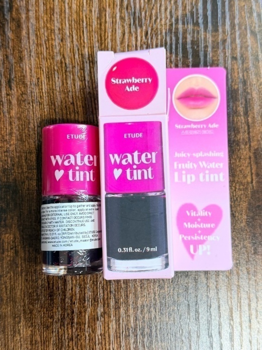 Etude Water Tint Lip Tint — Strawberry Ade (Pink)